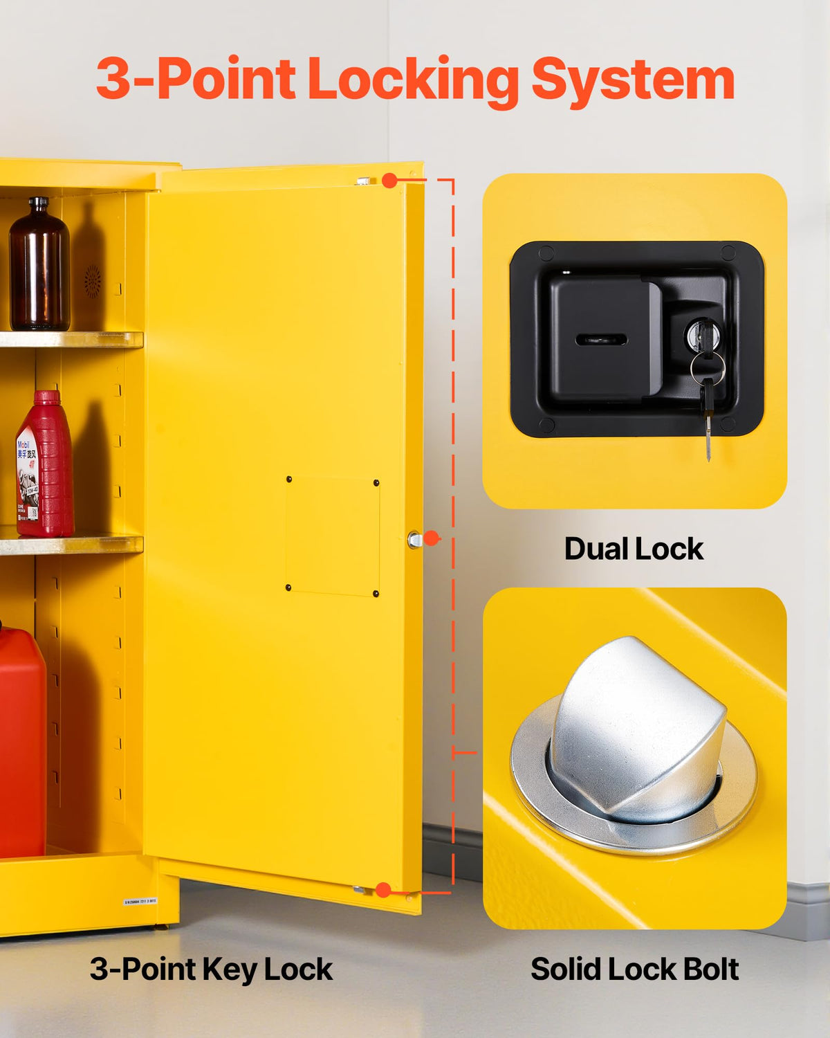 VEVOR Flammable Cabinet, 18" x 18" x 35", Yellow