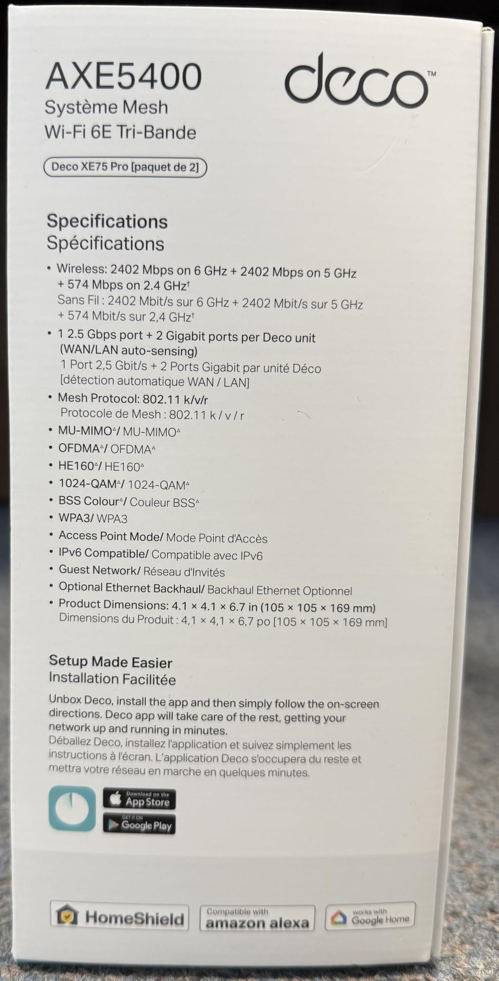 TP-Link Deco XE75 Pro AXE5400 Tri-Band WiFi 6E Whole Home Mesh Router