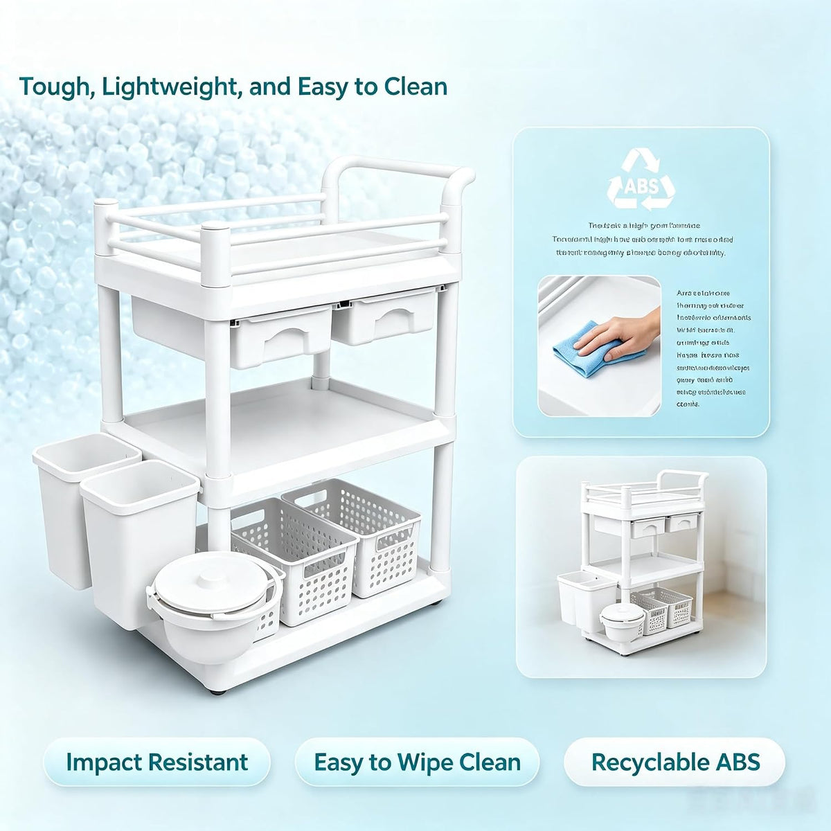 3-Tier Medical Mobile Trolley Cart