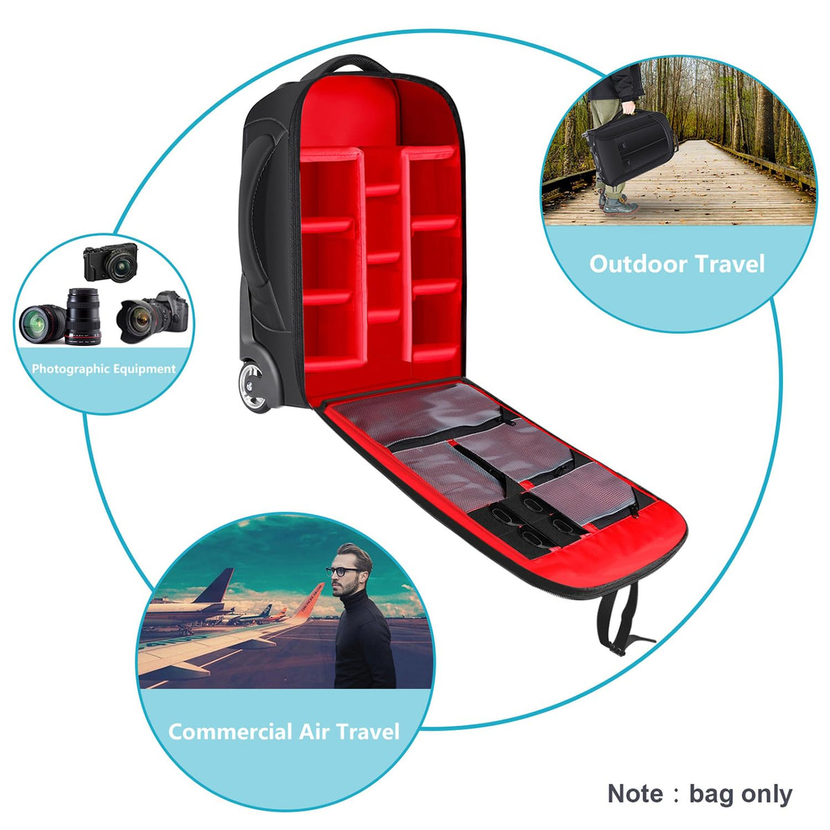 NEEWER Convertible Rolling Camera Backpack for SLR/DSLR and Accessories