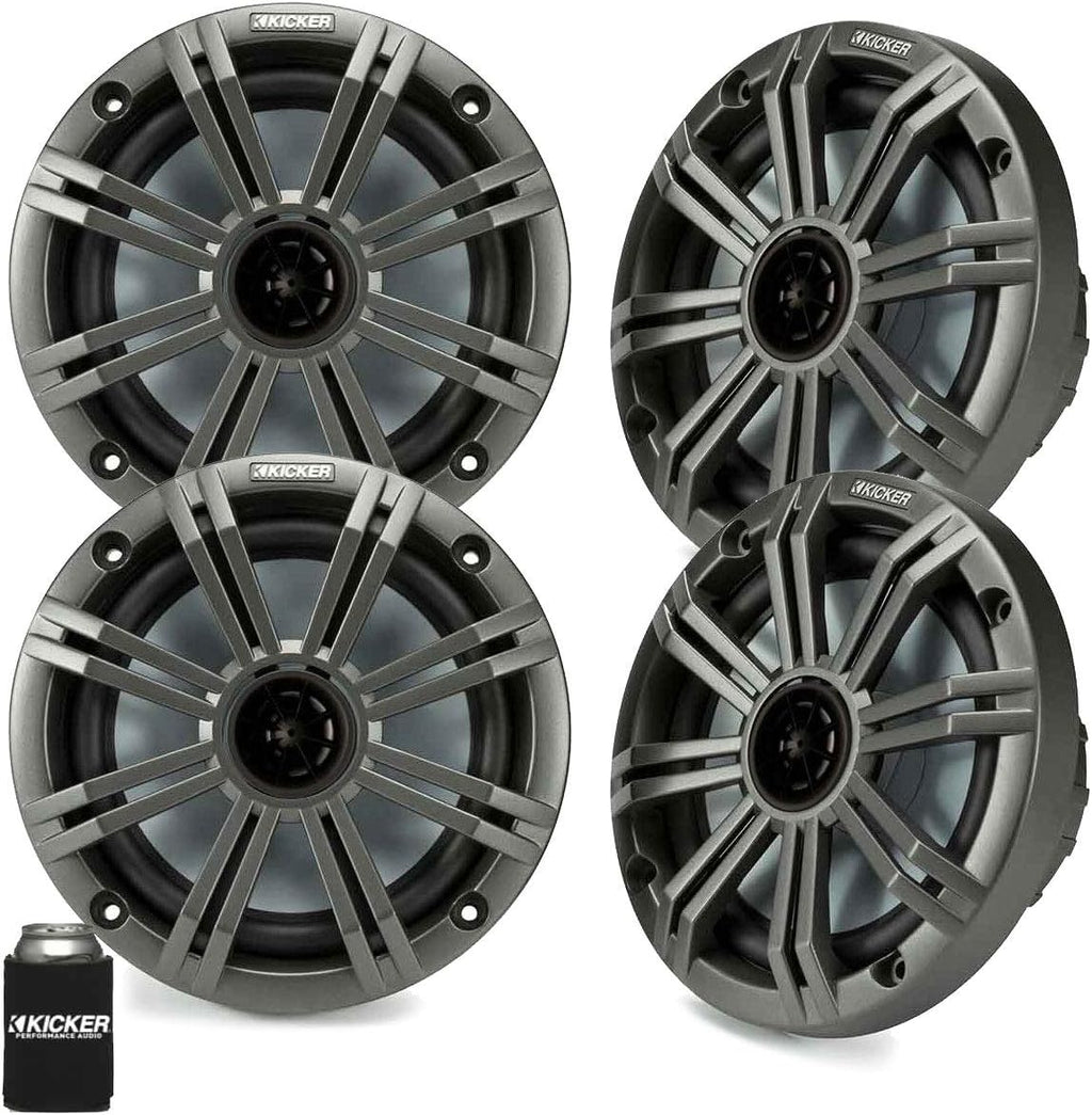 KICKER Marine Audio Bundle â (8) 6.5" 4-Ohm Coaxial Speakers Closed Grill (4 Pair) with 48KXMA800.8 800W 8-Channel Amplifier â OEM Replacement Boat System