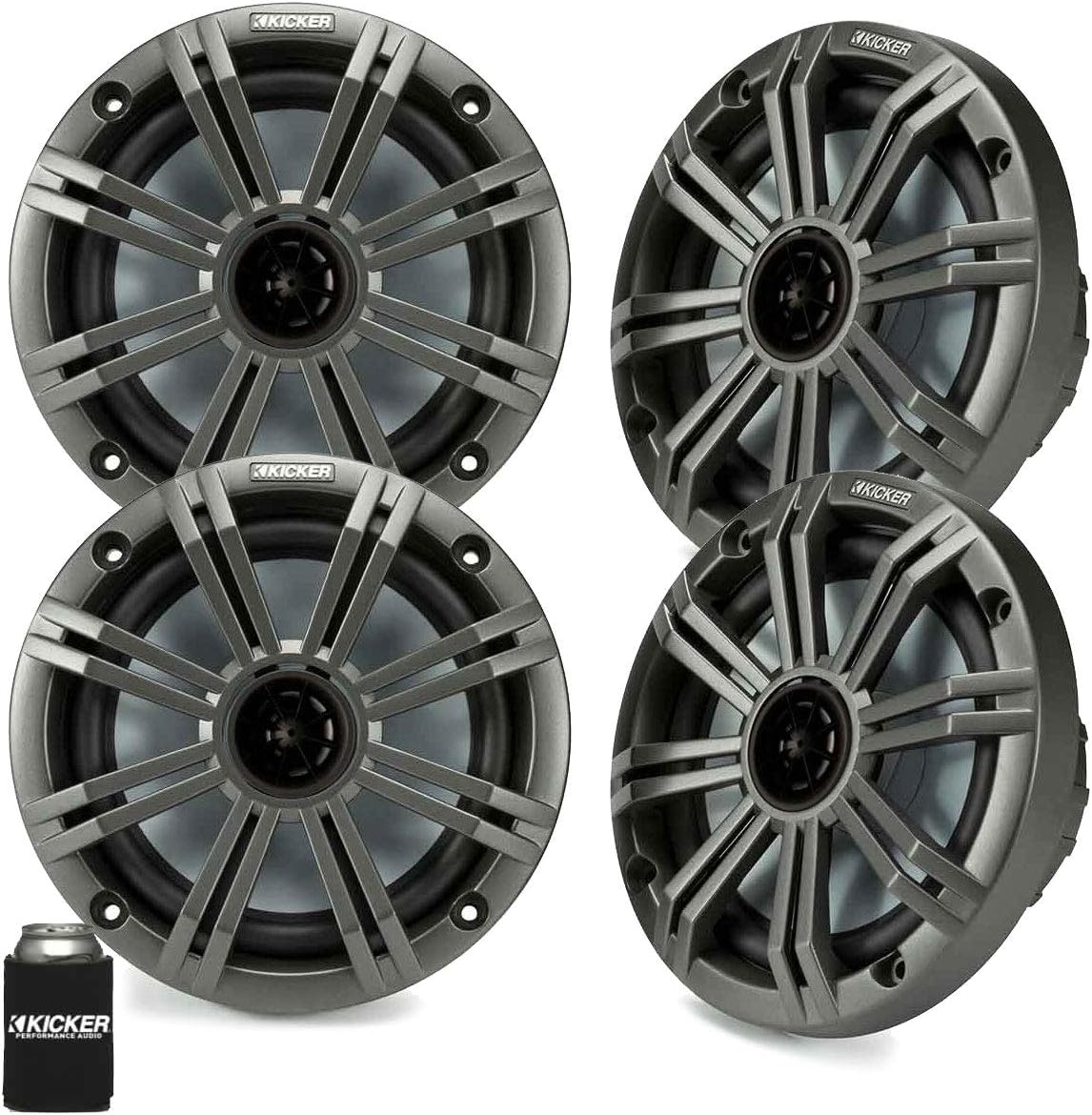 KICKER Marine Audio Bundle â (8) 6.5" 4-Ohm Coaxial Speakers Closed Grill (4 Pair) with 48KXMA800.8 800W 8-Channel Amplifier â OEM Replacement Boat System