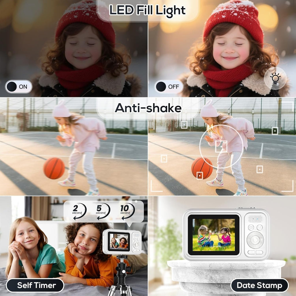 Digital Camera for Kids, 48MP FHD 1080P Point and Shoot Digital Cameras with 16X Zoom Anti-Shake