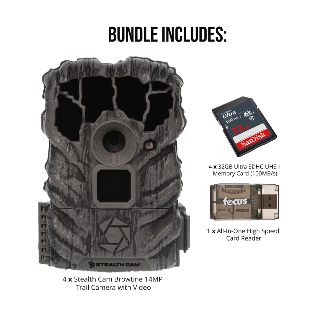Stealth Cam Browtine 14MP Trail Camera Bundle