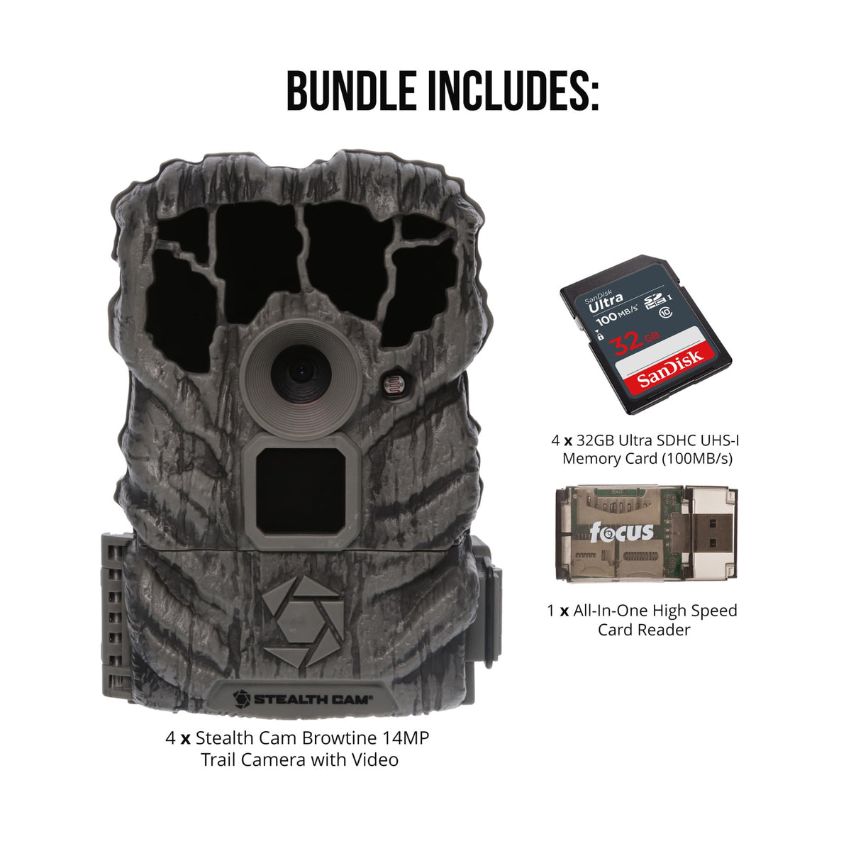 Stealth Cam Browtine 14MP Trail Camera Bundle