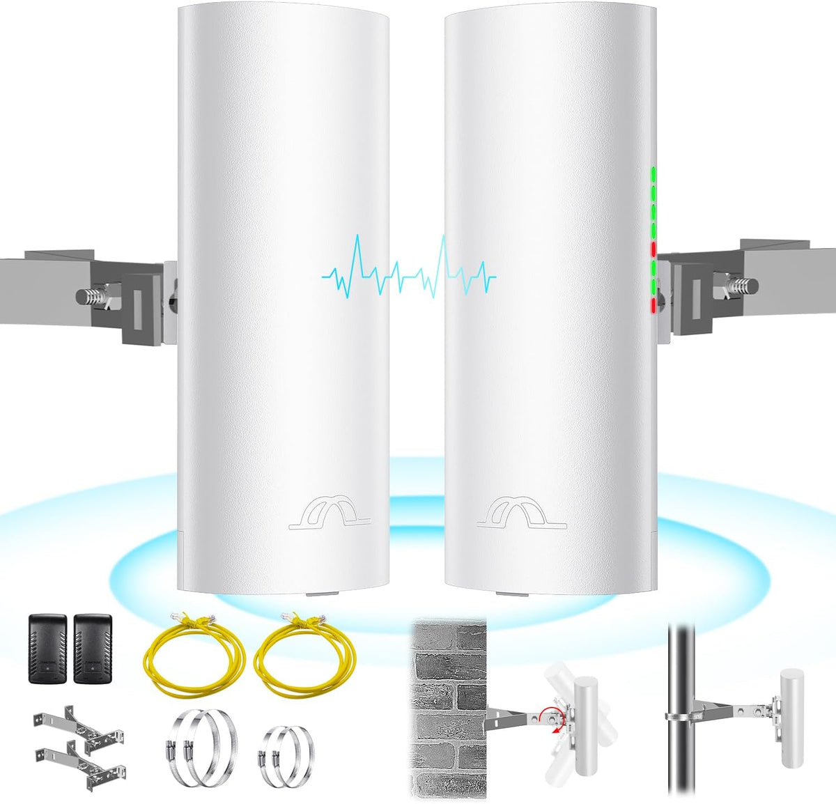 Outdoor Wireless Bridge 5.8G, 2-Pack Point to Point CPE with 12dBi Antenna