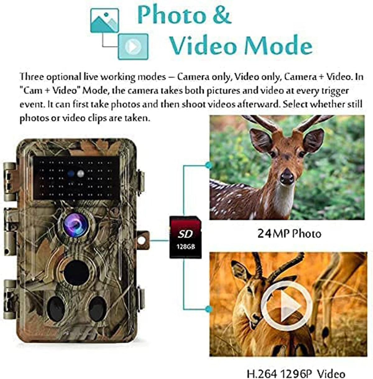 BLAZEVIDEO 2-Pack Trail Camera 64MP 1296P, 0.1s Trigger Game Cam with 940nm No Glow Night Vision, 120Â° Wide Angle 3 PIR Motion Activated, 90ft f/1.6 Starlight Lens IP66 Waterproof for Outdoor Wildlife
