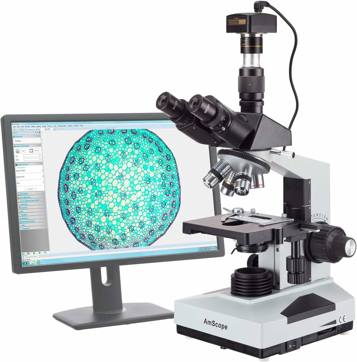 AmScope T490A-PCS Compound Trinocular Microscope, WF10x and WF16x