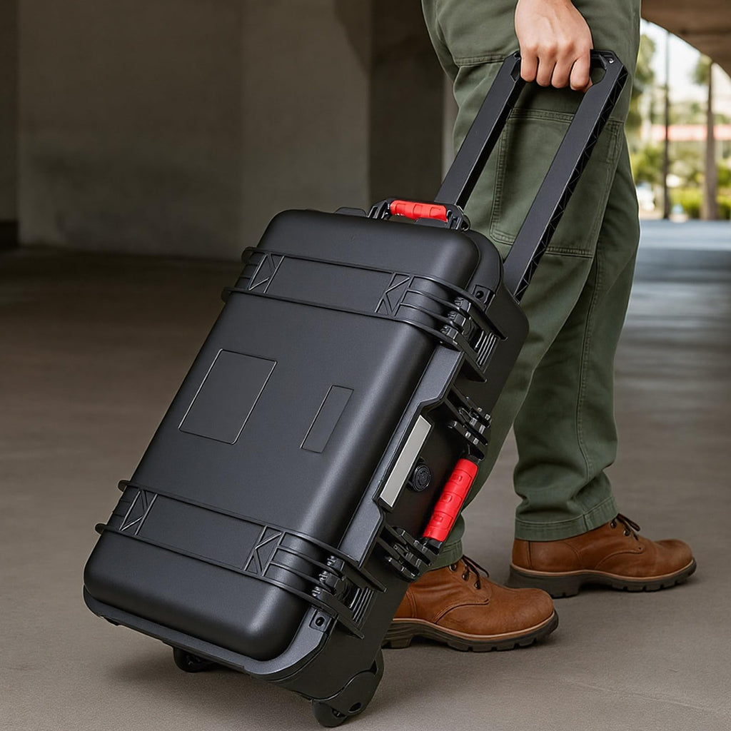 Relaxweex Rolling Camera Hard Case with 15 Padded Dividers & Wheels