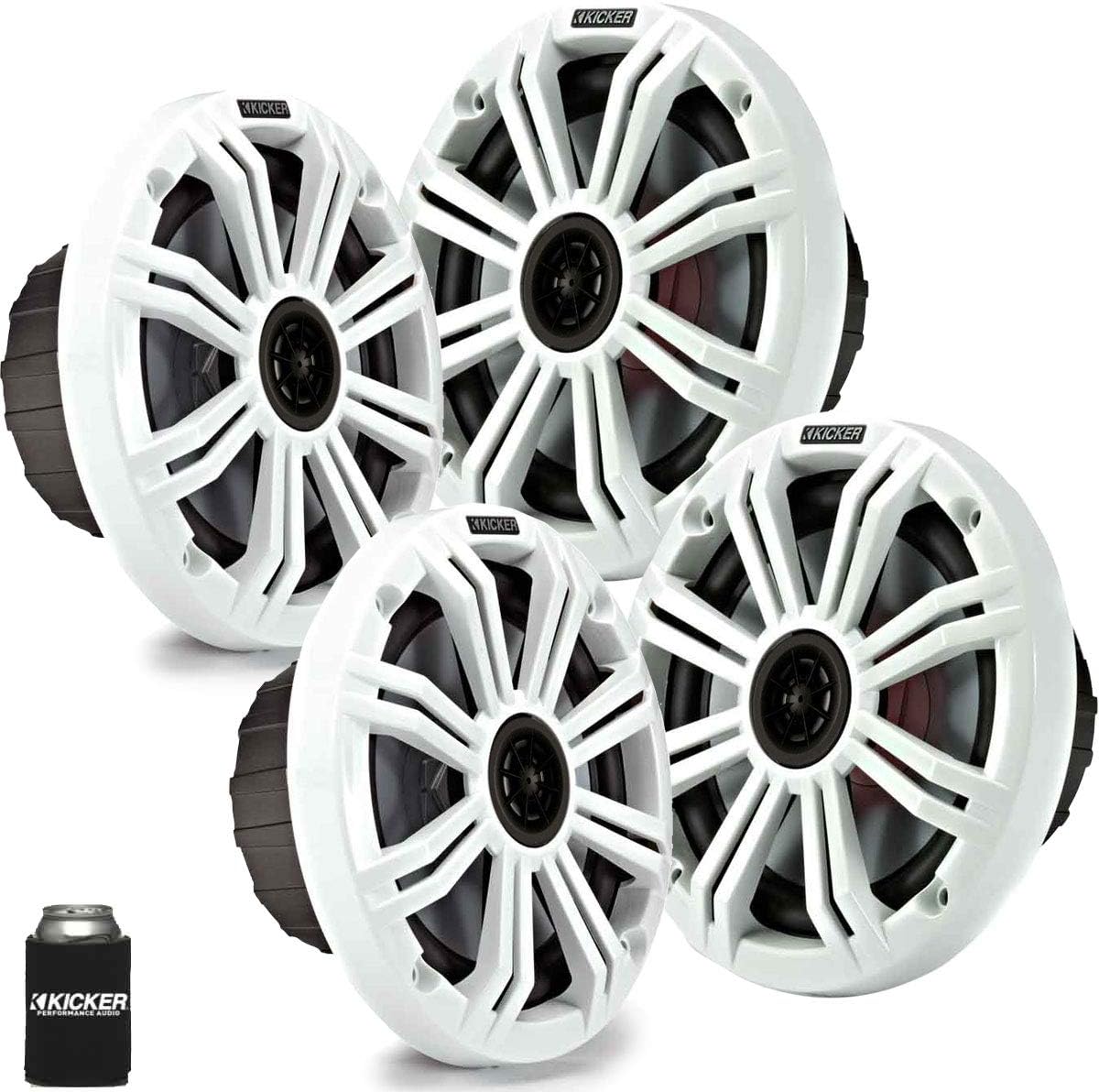 KICKER Marine Audio Bundle â (8) 6.5" White 4-Ohm Coaxial Speakers (4 Pair) with 48KXMA800.8 800W 8-Channel Amplifier â OEM Replacement Boat System