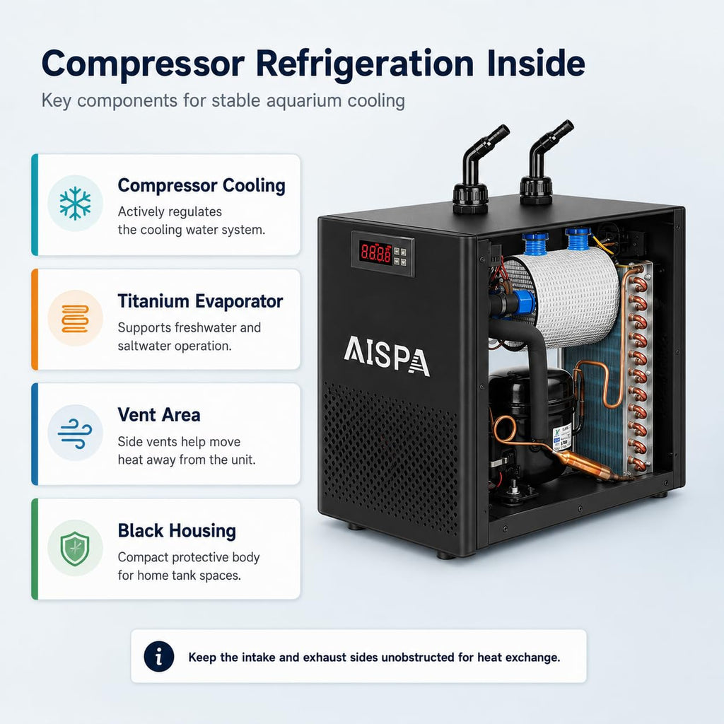 Aquarium Chiller 1/10 HP, 42GAL Fish Tank Water Chiller