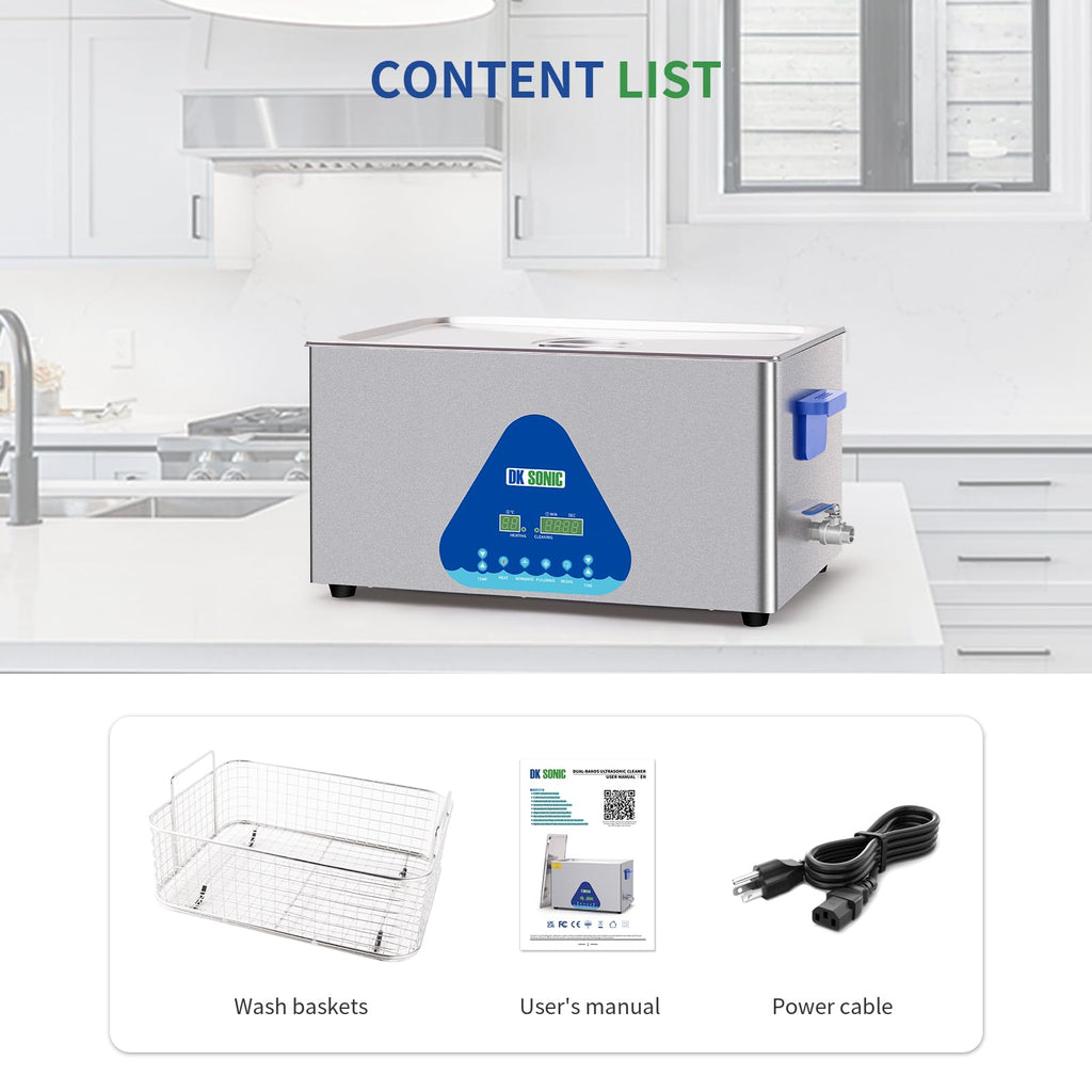 DK SONIC Ultrasonic Cleaner 10L,240W Industrial Ultrasonic Parts Cleaner with Heater&Timer, Digital Control&Basket, Multiple Functions for Motorcycle Engines,Carburetors, Chains