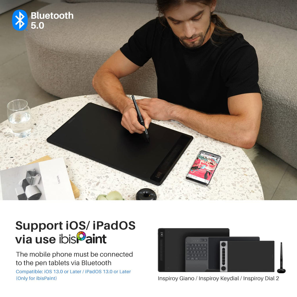 HUION WH1409 Wireless Graphic Drawing Tablet 8192 Pen Pressure Pen Tablet with 12 Press Keys