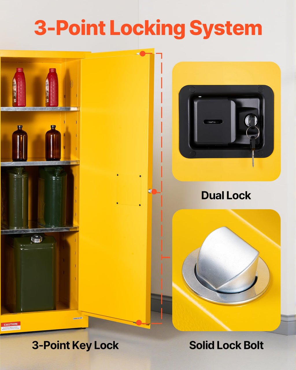 VEVOR Flammable Cabinet, 18" x 18" x 35", Yellow