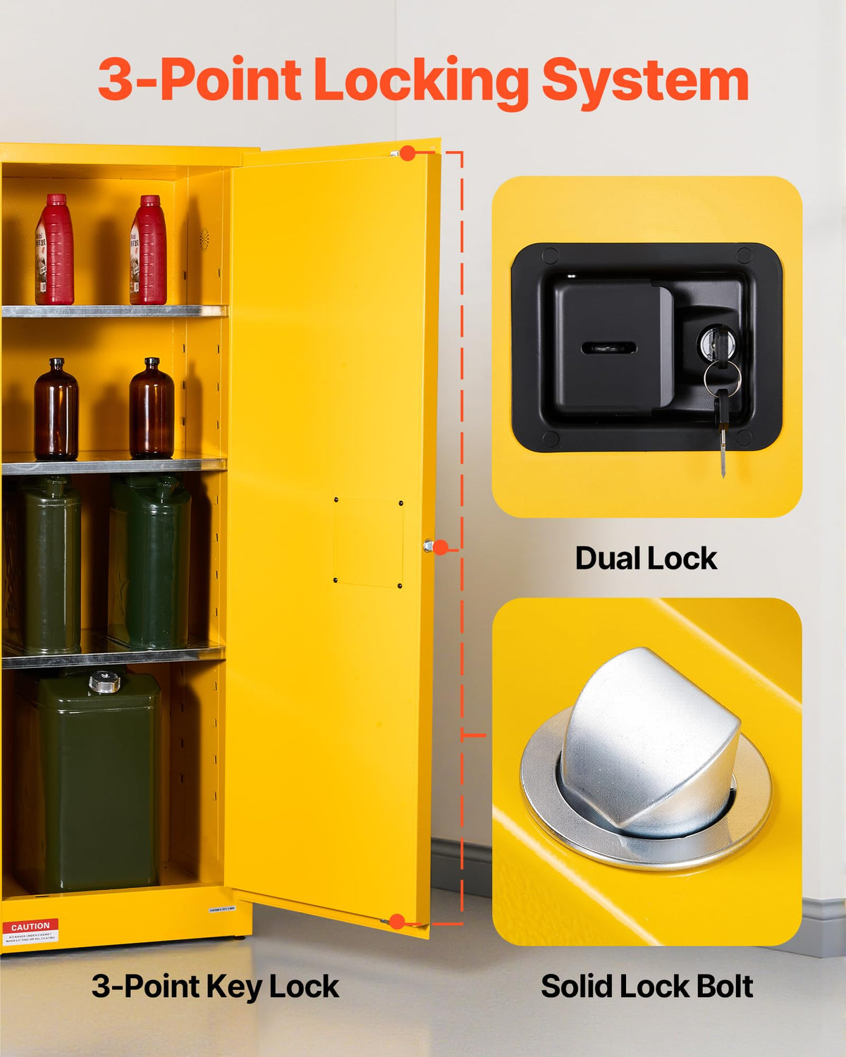 VEVOR Flammable Cabinet, 18" x 18" x 35", Yellow
