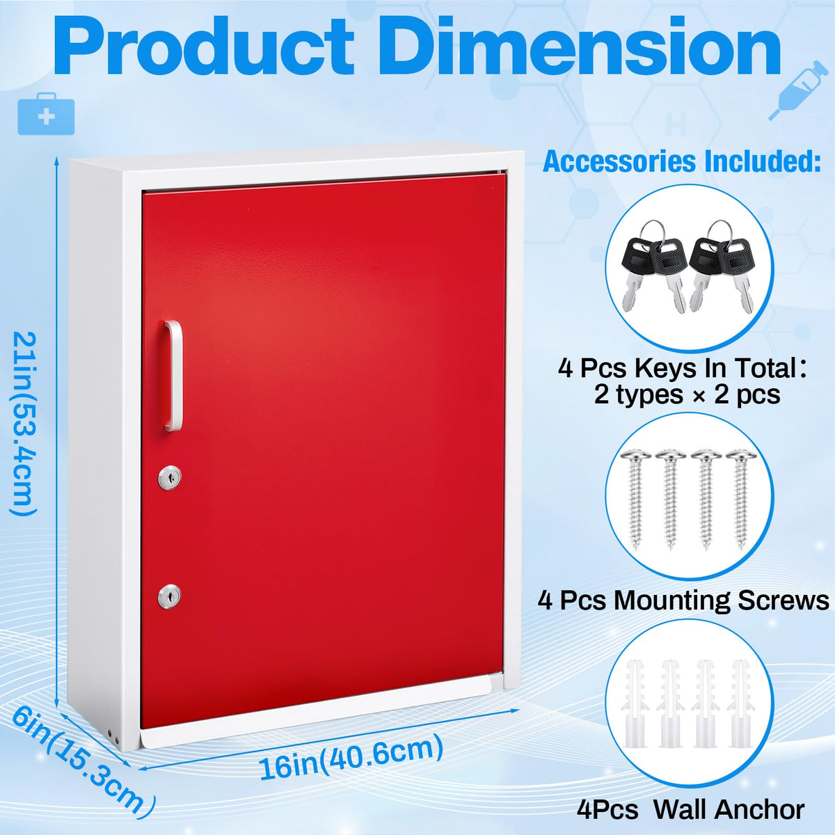 Zonon Corner Wall Cabinet with Lock, White, 21 x 16 x 6 Inch, Right Angle