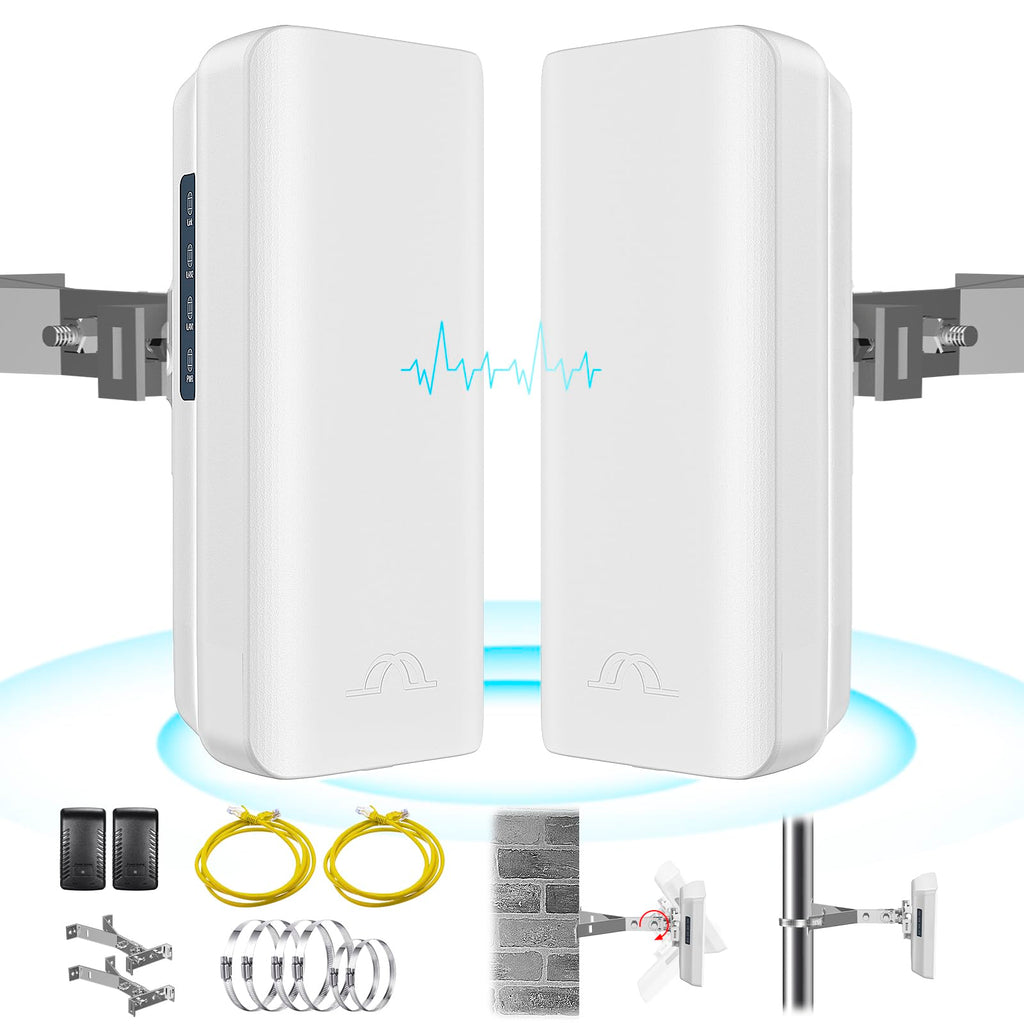 Outdoor Wireless Bridge 5.8G, 2-Pack Point to Point CPE with 12dBi Antenna