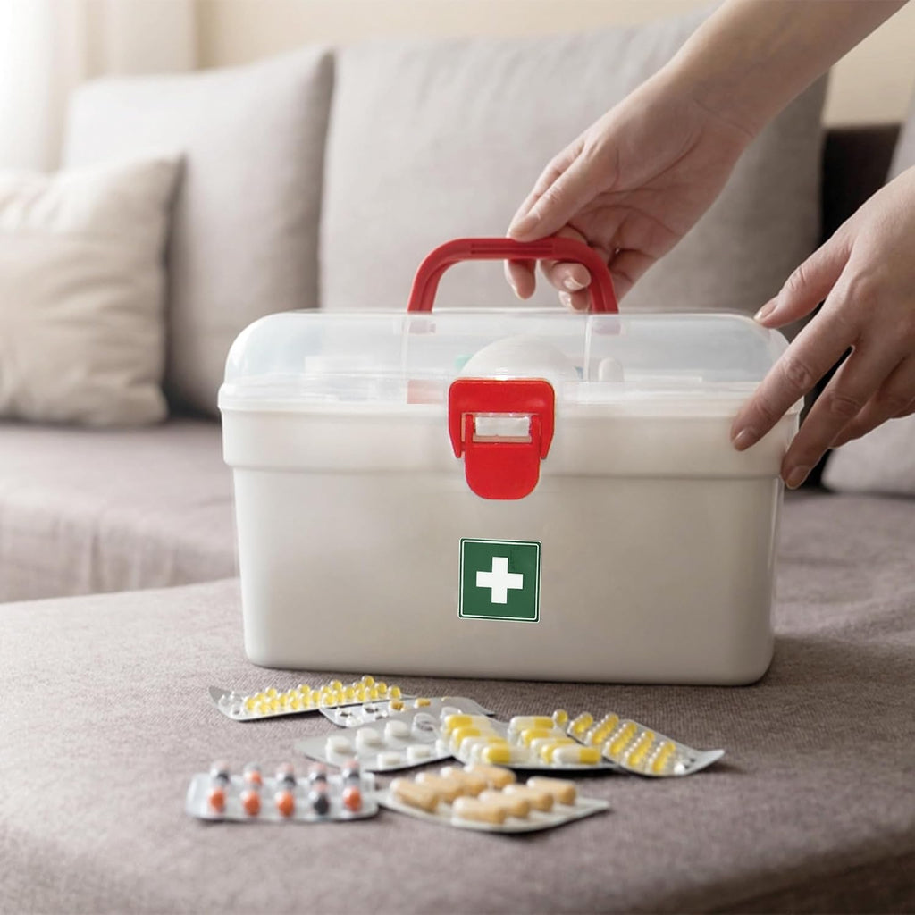 MILTON Plastic Medicine Box, First Aid Box, Set of 6, Small Storage with Handle, Emergency Indoor Outdoor Medical Utility Cabinet Organizer, Transparent, Portable Lockable & Detachable Tray