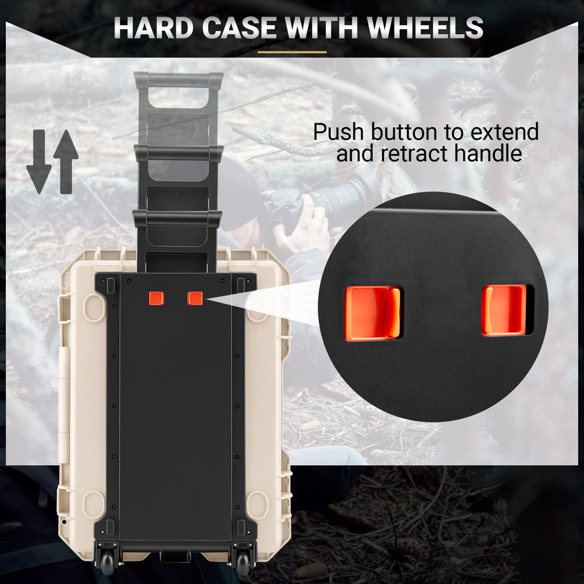 Relaxweex Rolling Camera Hard Case with 15 Padded Dividers & Wheels