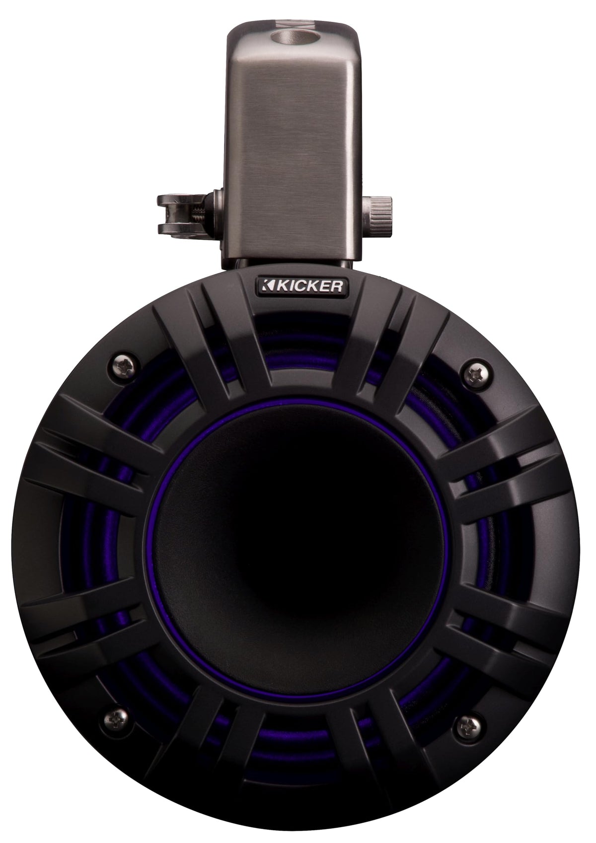 KICKER 51KMTCXL8 8" RGB LED Horn Loaded Compression Driver Marine Tower Speakers, Pair, Black