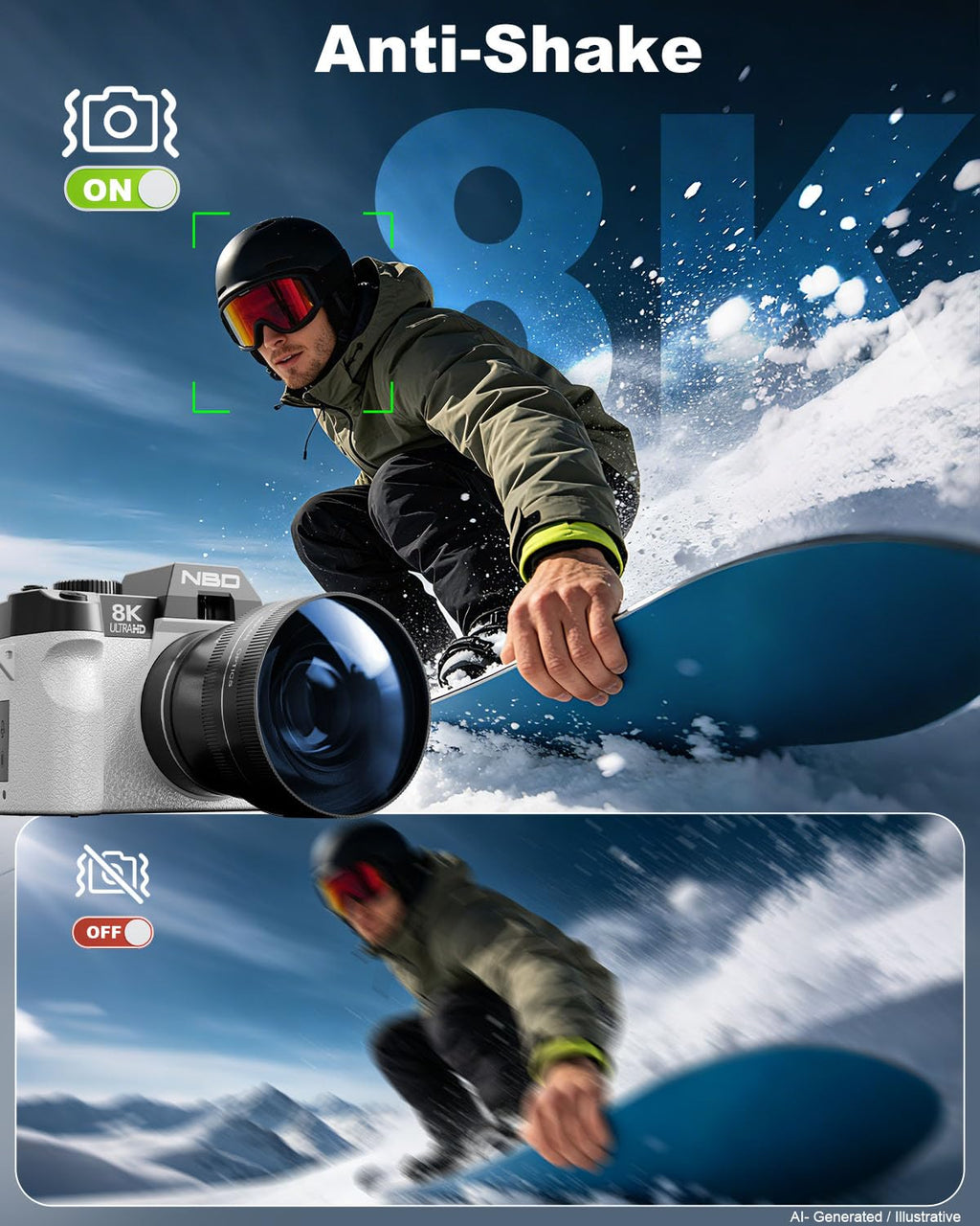True 8K 64MP Digital Camera for Photography with Microphone(Black)