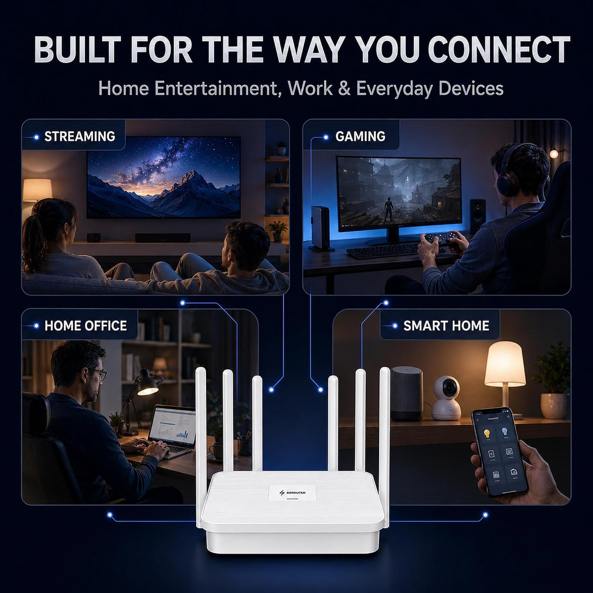 S1 WiFi 6 Home Router with Built-in VPN Service, AX3000 Dual-Band, 2.5G WAN + 3Ã2.5G LAN