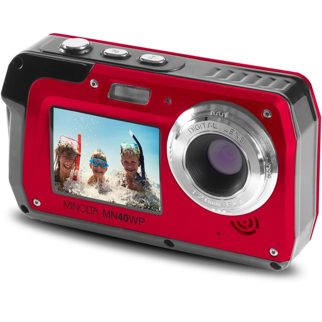 Minolta MN40WP 48MP QHD Dual LCD Screen Waterproof Camera, Blue
