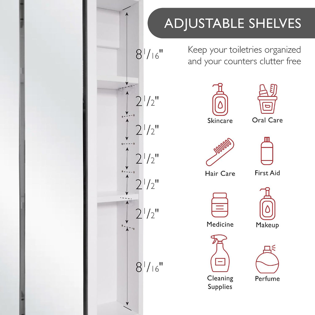 Design House Cyprus Tri-View Medicine Cabinet, 36", White
