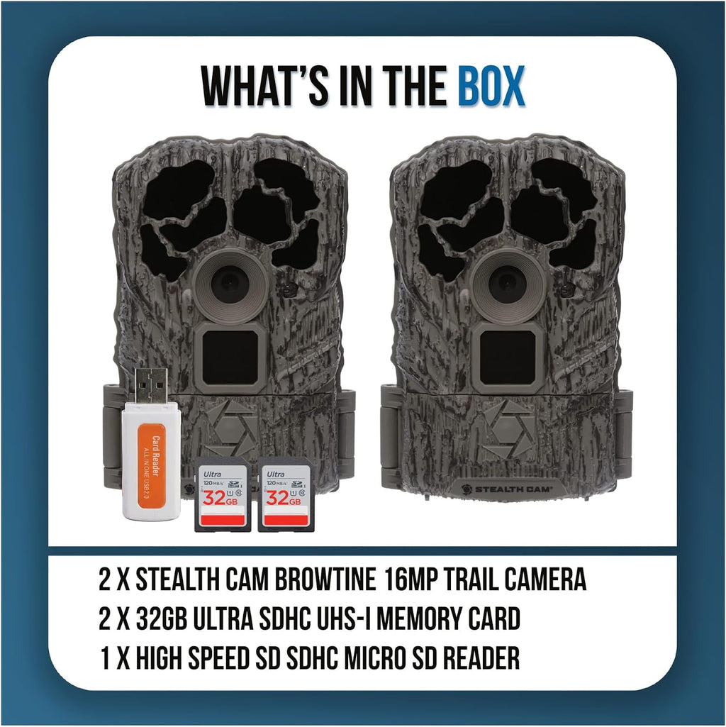 Stealth Cam Browtine 16MP Durable Trail Camera Bundle