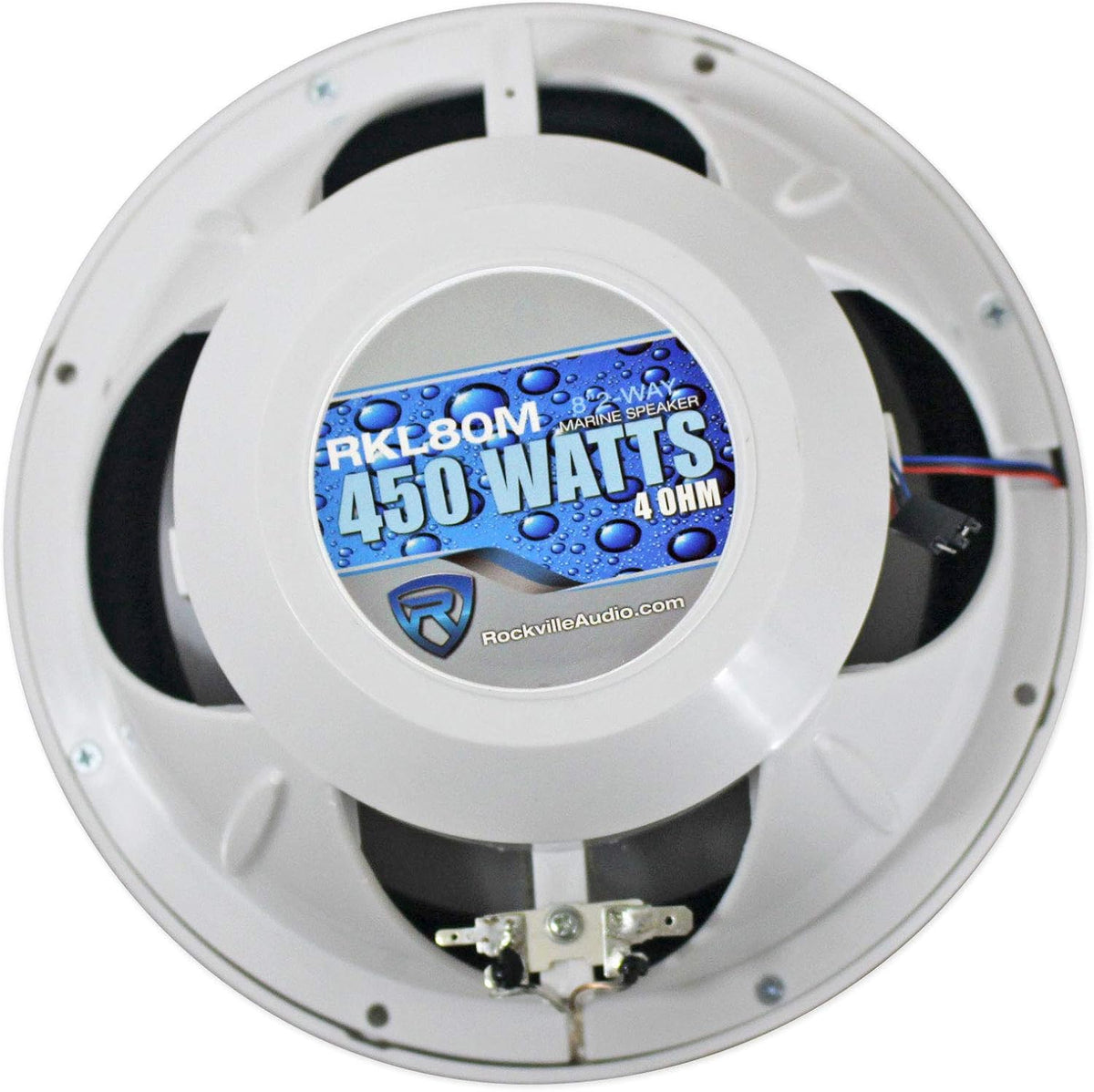 Rockville RKL80MW 8" White 2-Way Marine Boat LED Speakers, 4-Pack