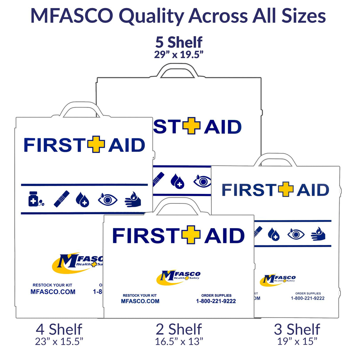 MFASCO OSHA/ANSI 2021 Class B Compliant First Aid Cabinet, Large, 3-Shelf