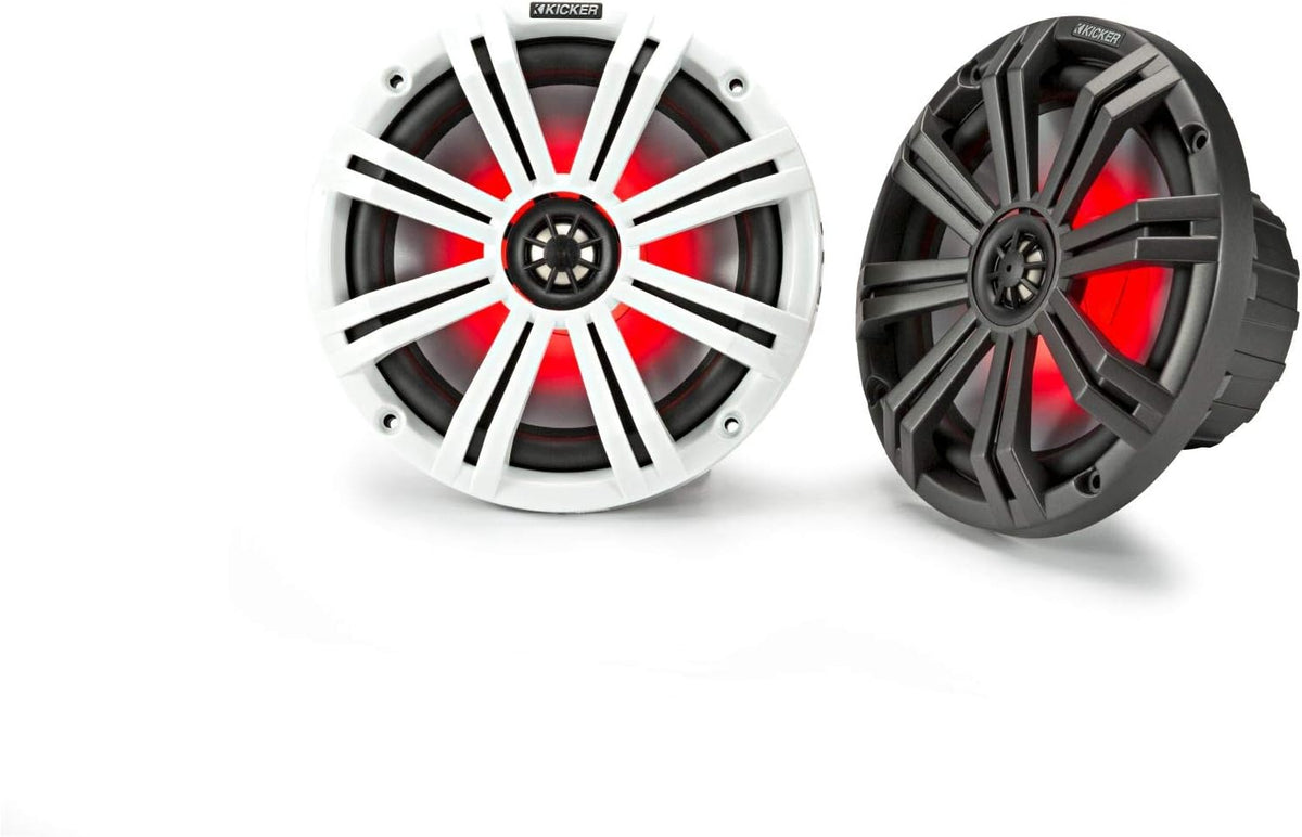 KICKER KM84L 8in LED Marine Speakers w/ 10in Passive Radiator Kit
