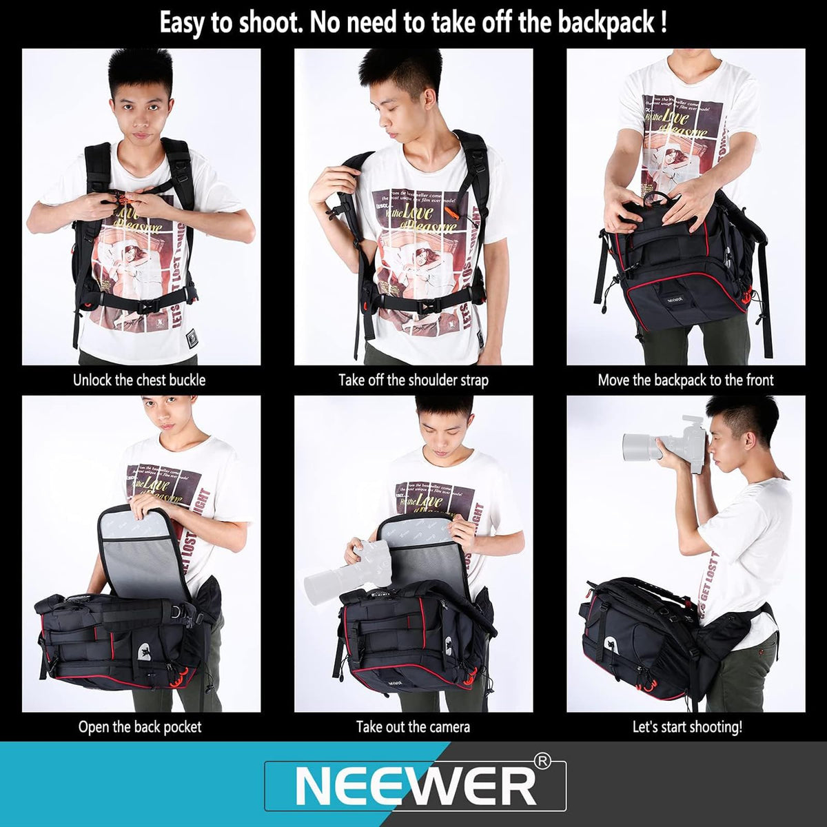 NEEWER Convertible Rolling Camera Backpack for SLR/DSLR and Accessories