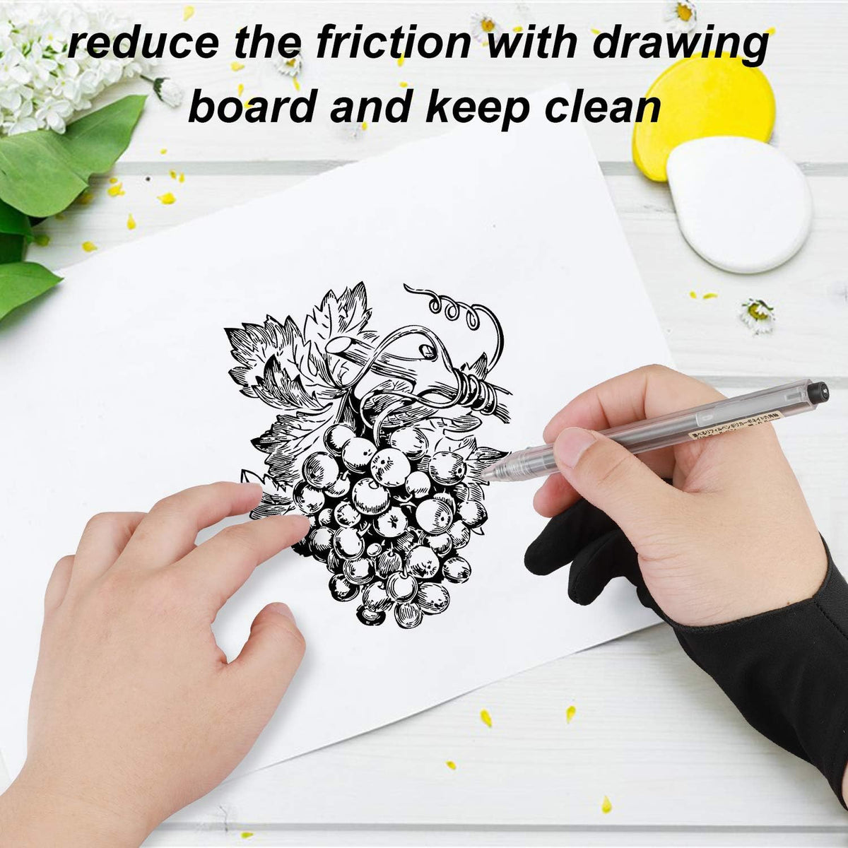 Artist Drawing Tablet Gloves Two Finger Graphics Painting Glove Free Size Creative Both Right and Left Hand