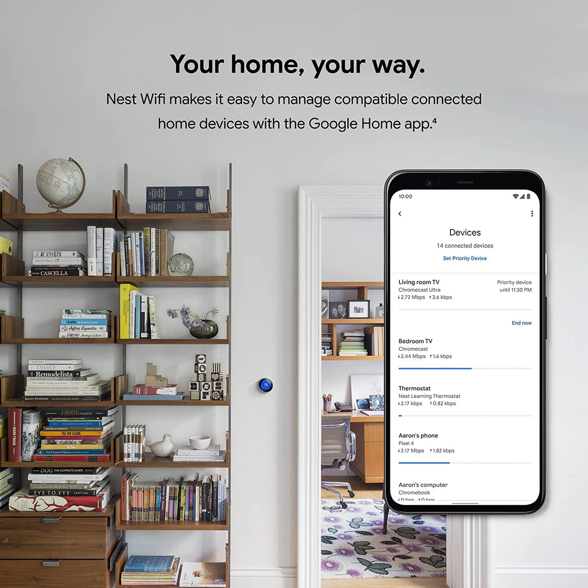 Nest WiFi Router with 1 Point - Mesh for Wireless Internet Wi-Fi Extender Smart Speaker Works and Google Home Systems Snow