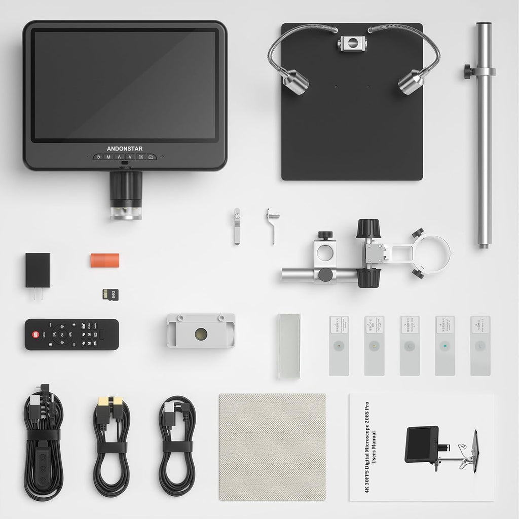 Andonstar 4K 30FPS Digital Microscope with 10.1" Screen, 3840P Video Audio