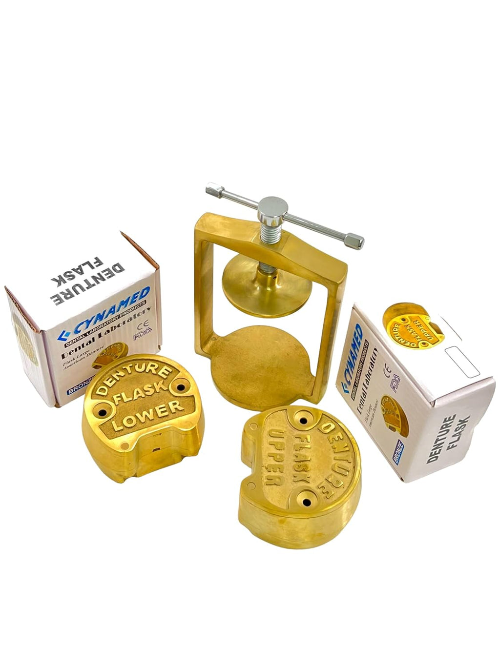 Premium Dental Laboratory LAB Spring Press Compress W/Two Brass Denture Flask (CYNAMED)