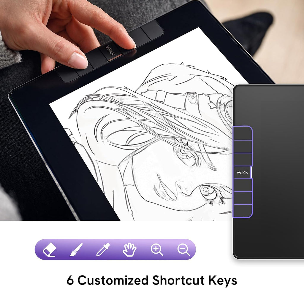 VEIKK VK1200 V3 Drawing Tablet with Screen 11.6 Inch Full Laminated Pen Display, 16384 Levels Pressure Sensitivity, with Adjustable Stand, 2 Battery-Free Pens & Glove