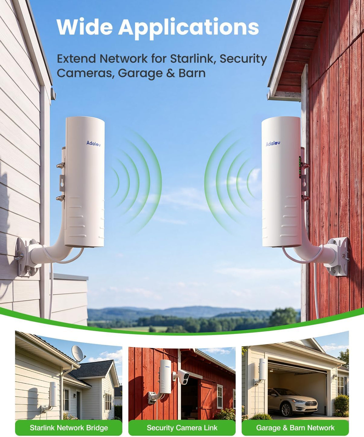 AdaLov CPE361 5KM Outdoor Wireless Bridge 5.8GHz Gigabit Network Extension