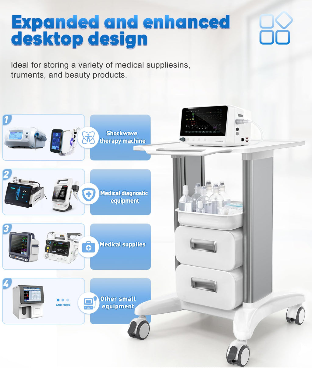 Medical Medical Rolling Crash Cart with CPR Board, IV Pole, Oâ Holder, 5 Drawers & Dividers, Mobile Emergency Cart for Hospital Clinic, 24.4" W x 18.5" D x 36.2" H (with 5 Drawers)