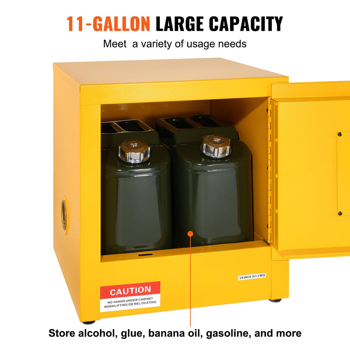 VEVOR Flammable Cabinet, 18" x 18" x 35", Yellow