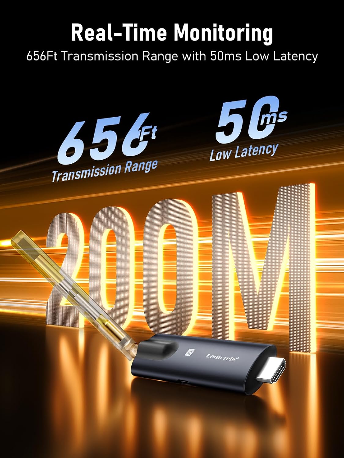 Lemorele Wireless HDMI Transmitter and Receiver, Deep Gray Aluminum Alloy