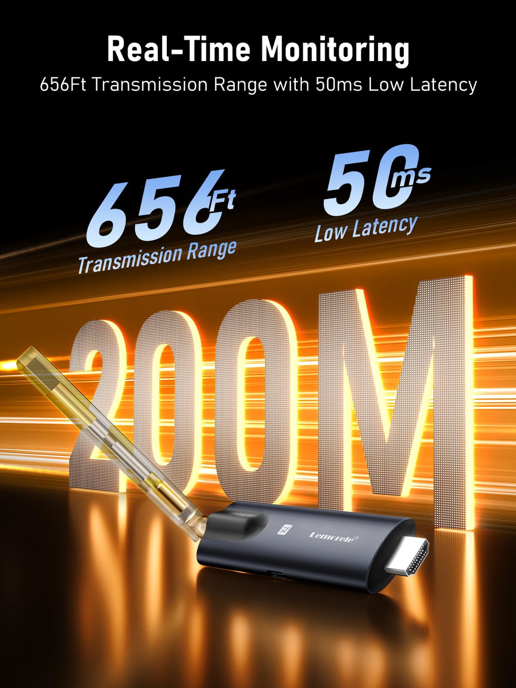 Lemorele Wireless HDMI Transmitter and Receiver, Deep Gray Aluminum Alloy