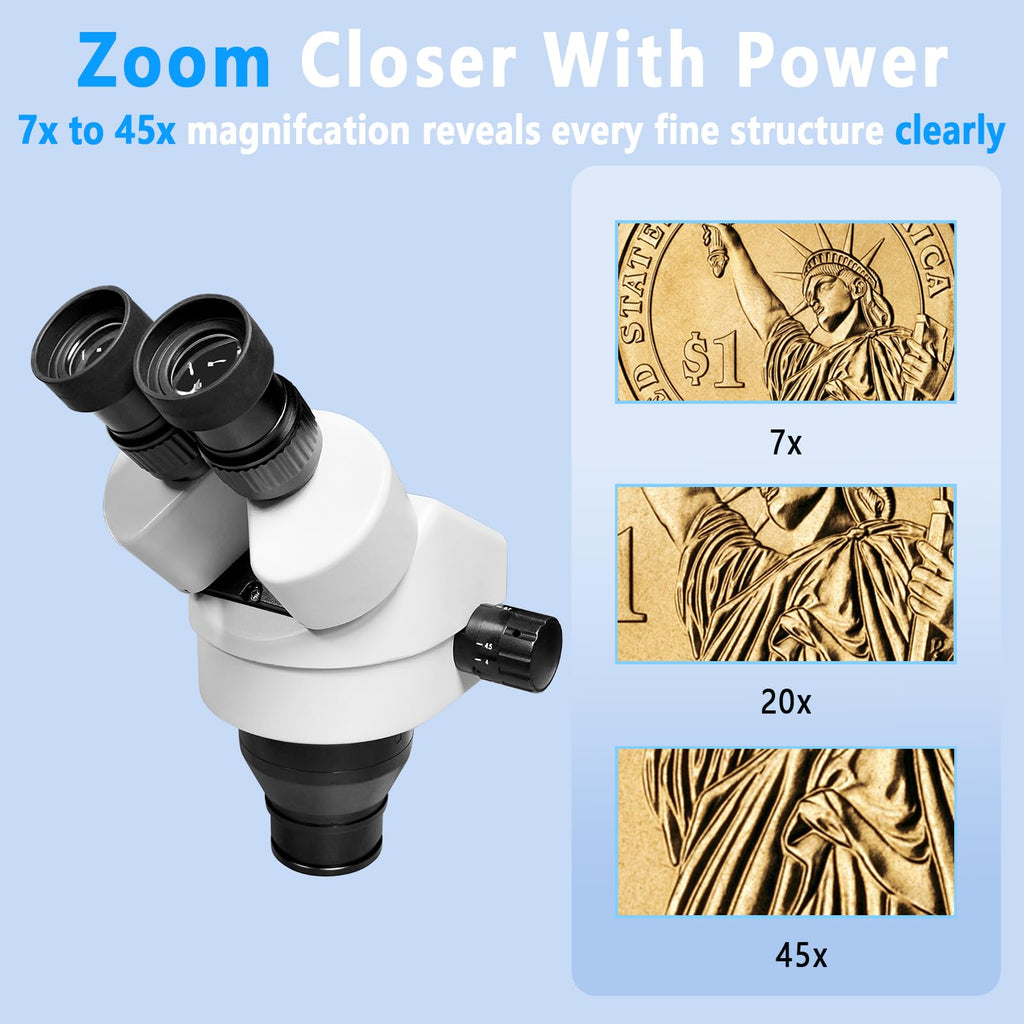 DZQ ZQ-1 Multi-Directional Microscope 7X-45X Magnification 0.5X Barlow Lens