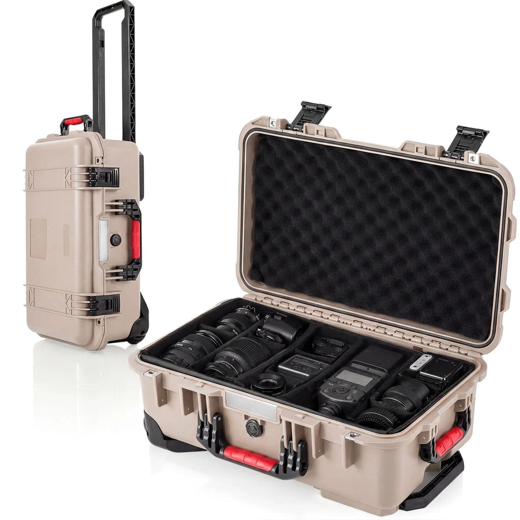 Relaxweex Rolling Camera Hard Case with 15 Padded Dividers & Wheels