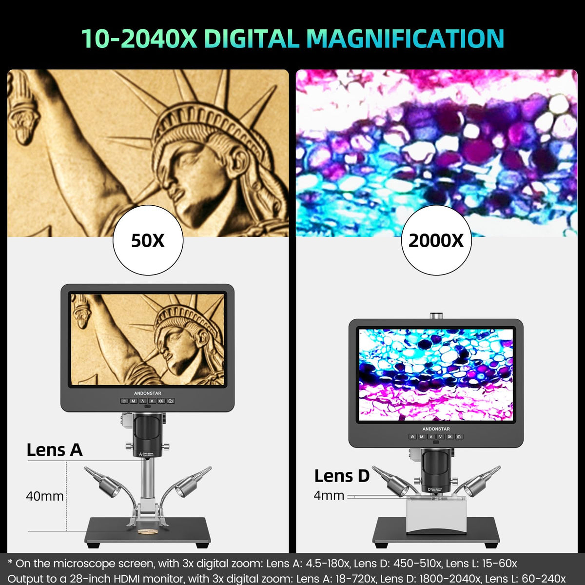 Andonstar AD246S-M Plus 2160P 7'' HDMI Soldering Digital Microscope