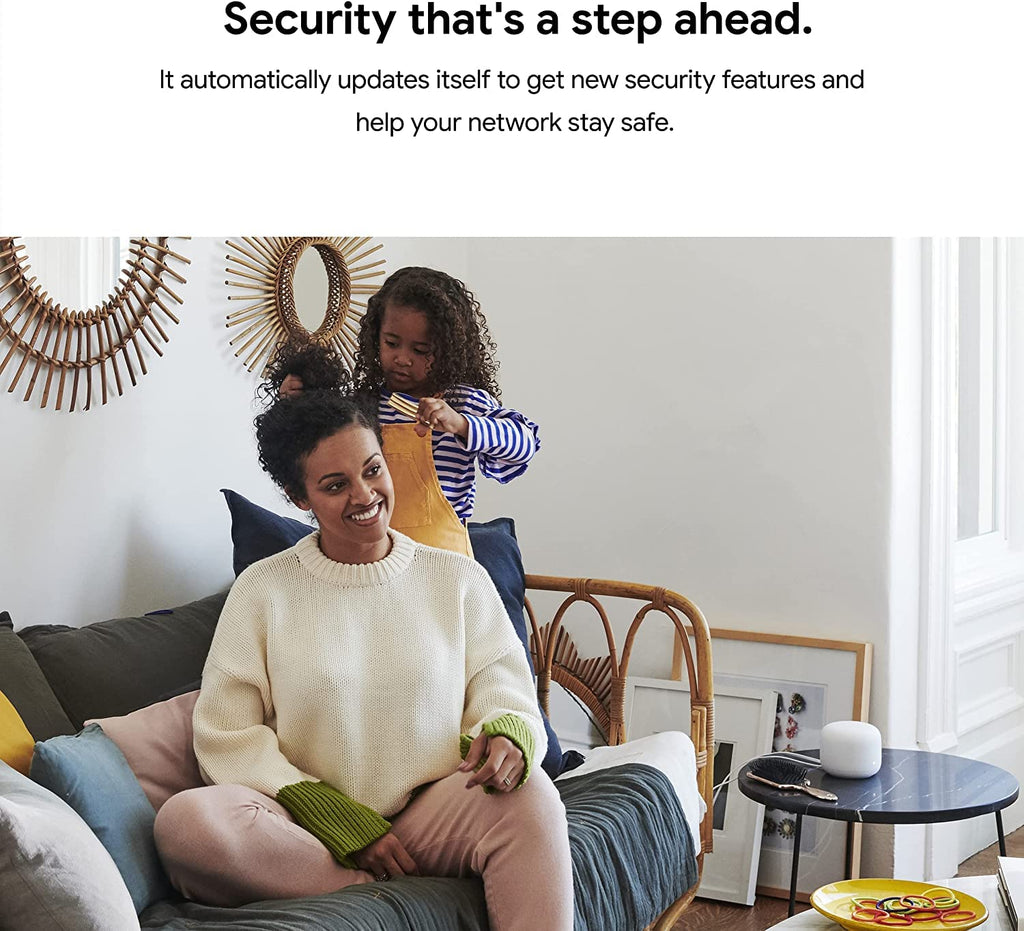 Nest WiFi Router with 1 Point - Mesh for Wireless Internet Wi-Fi Extender Smart Speaker Works and Google Home Systems Snow