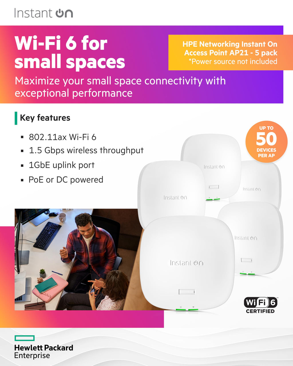 HP Networking Instant ON AP21 Dual-Band WI-FI 6 Access Point