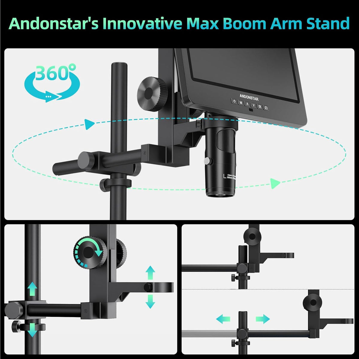 Andonstar AD249S-Max 10.1'' HDMI Digital Microscope 2000X 3 Lens