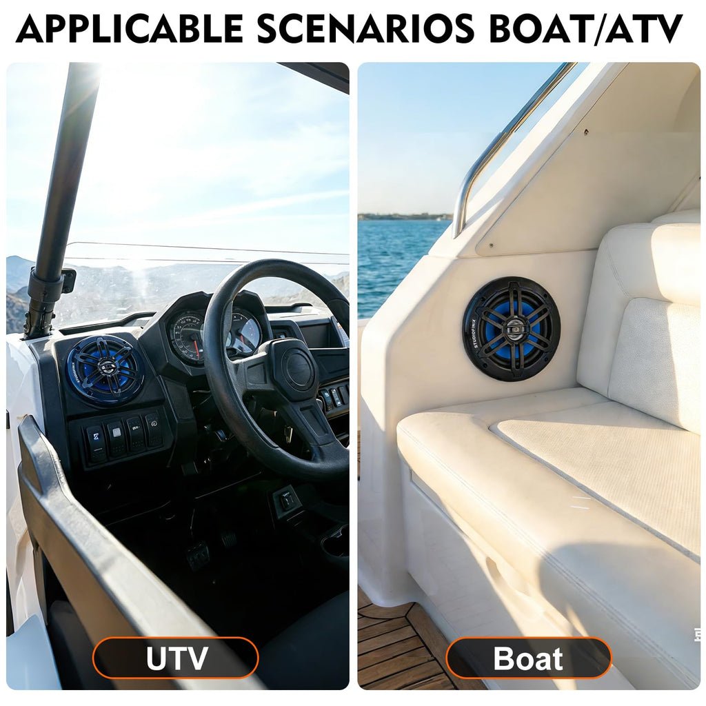 STUDIOFINIX 5.25 Inch 500W Bluetooth Marine Speakers with LED Lights -2 Way Weather Resistant Boat Speakers Perfect for Boats, ATVs, UTVs ï¼Pair,Whiteï¼